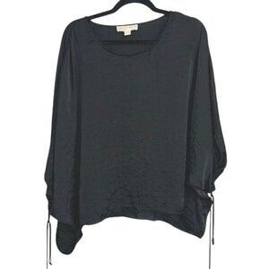 Michael Kors Black Oversized Batwing Top W/ Drawstring Sleeves M